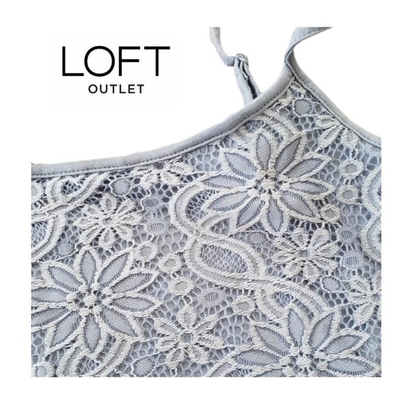 LOFT Tops - NEW - Loft Outlet - Embroidered Lace Scoop Neck Blue Floral Cami Loft-SZ Medium